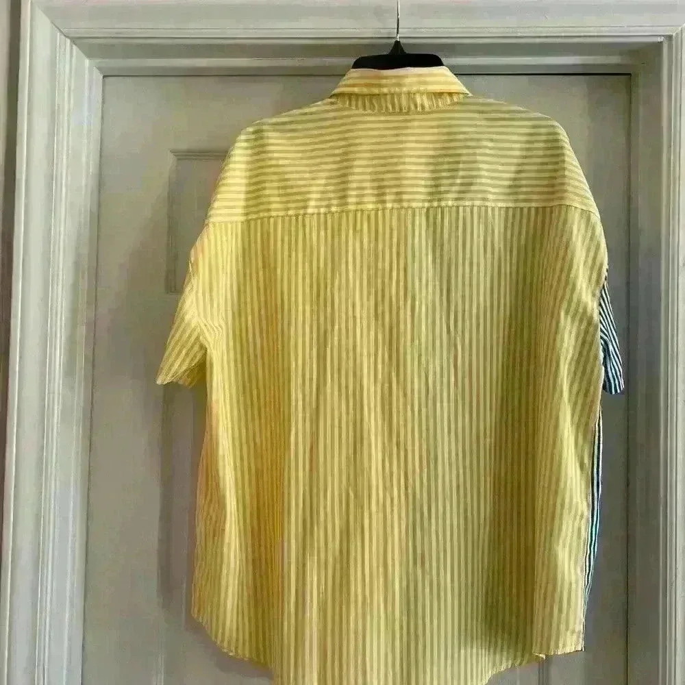 Daisy brand, stripped block pattern polo collar shirt, yellow/Blue,XL NWOT - Picture 5 of 5